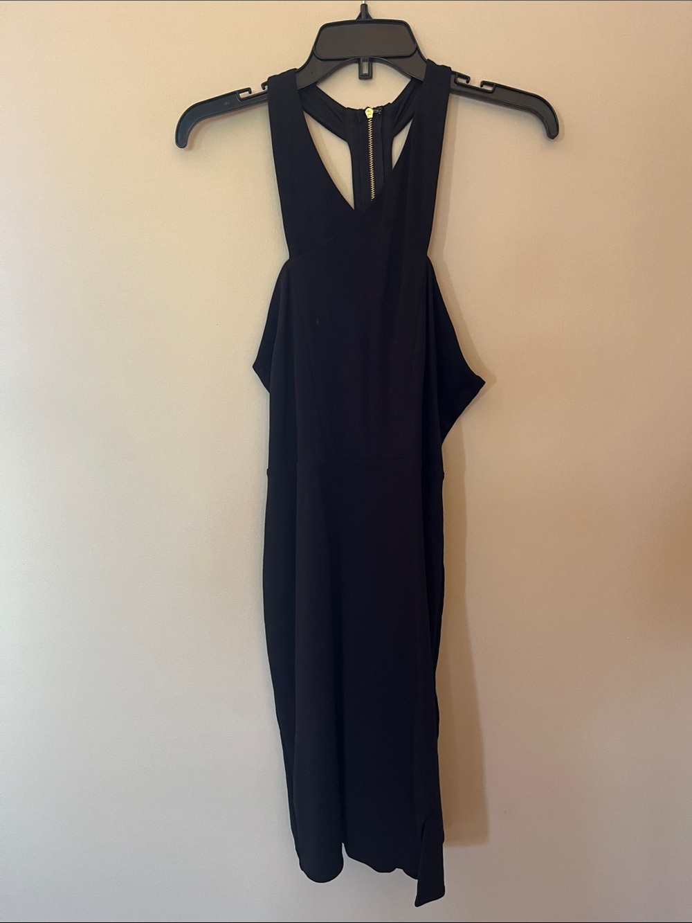 Express Black Halter Midi Dress with Back Zip